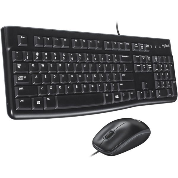 Logitech - MK120 Full-size Wired Membrane Keyboard and Mouse Bundle for Windows with USB Plug-and-Play - Black