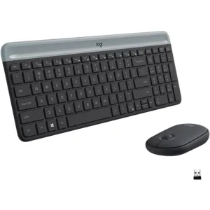 Logitech - MK470 Full-size Wireless Scissor Keyboard and Mouse Bundle with Plug and Play - Black/Gray