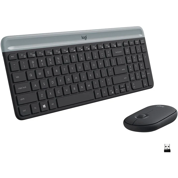 Logitech - MK470 Full-size Wireless Scissor Keyboard and Mouse Bundle with Plug and Play - Black/Gray