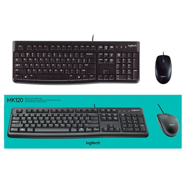 Logitech - MK120 Full-size Wired Membrane Keyboard and Mouse Bundle for Windows with USB Plug-and-Play - Black - Image 13