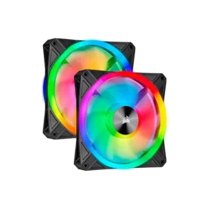 CORSAIR QL Series, iCUE QL140 RGB, 140mm RGB LED Fan, Dual Pack with Lighting Node CORE