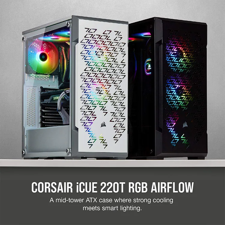 CORSAIR - iCUE 220T RGB Airflow ATX Mid-Tower Smart Case - Black - Image 2