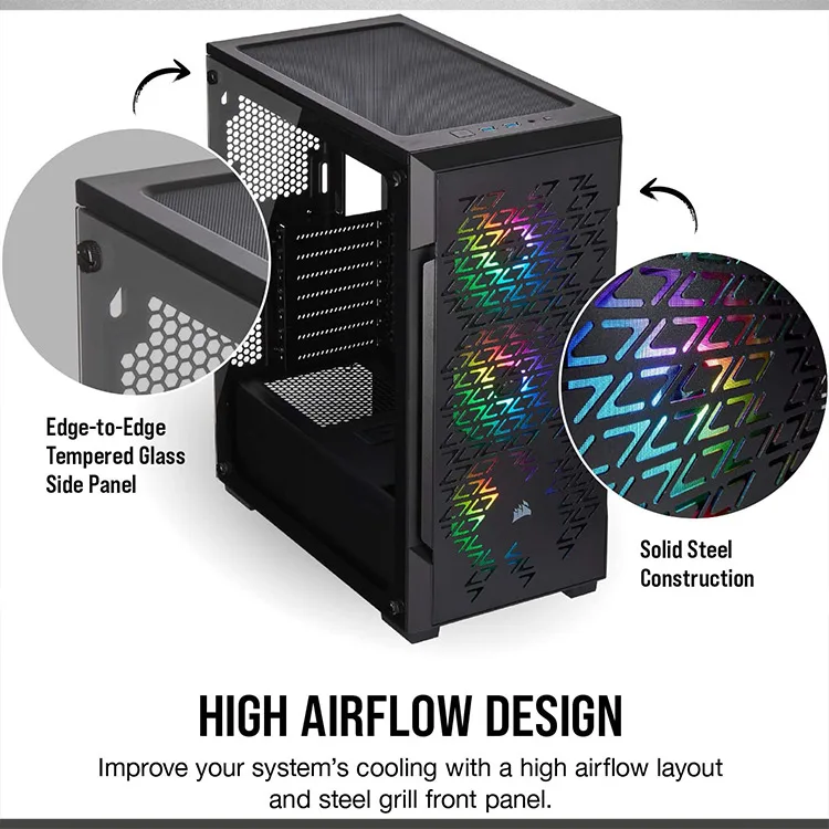 CORSAIR - iCUE 220T RGB Airflow ATX Mid-Tower Smart Case - Black - Image 3
