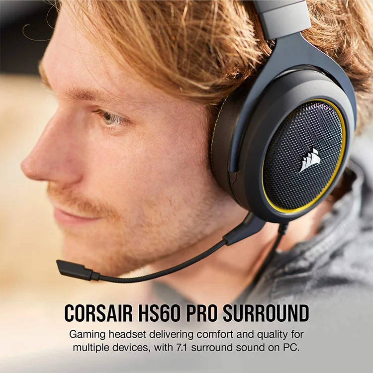 Corsair CA9011214NA HS60 PRO SURROUND Gaming Headset — Yellow - Image 4