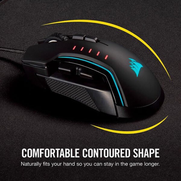 CORSAIR - GLAIVE RGB PRO FPS/MOBA Wired Optical Gaming Mouse - Black - Image 4