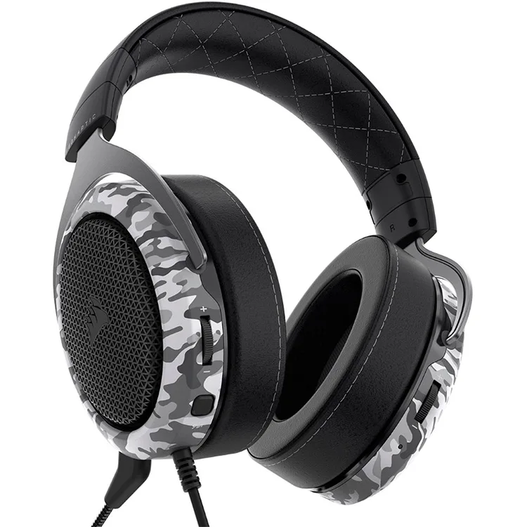 CORSAIR - HS60 HAPTIC Stereo Gaming Headset for PC with Haptic Bass - Black and White Camo - Image 5