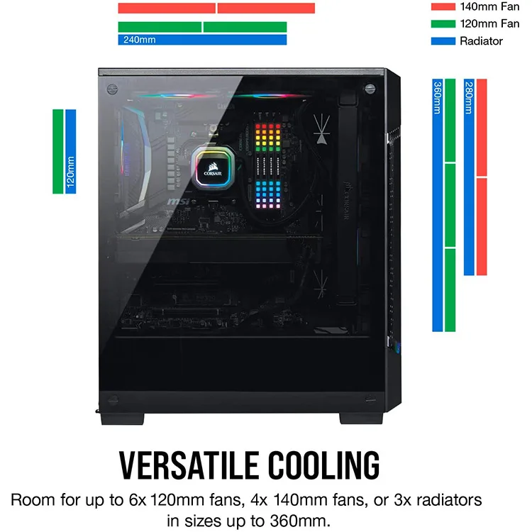 CORSAIR - iCUE 220T RGB Airflow ATX Mid-Tower Smart Case - Black - Image 5