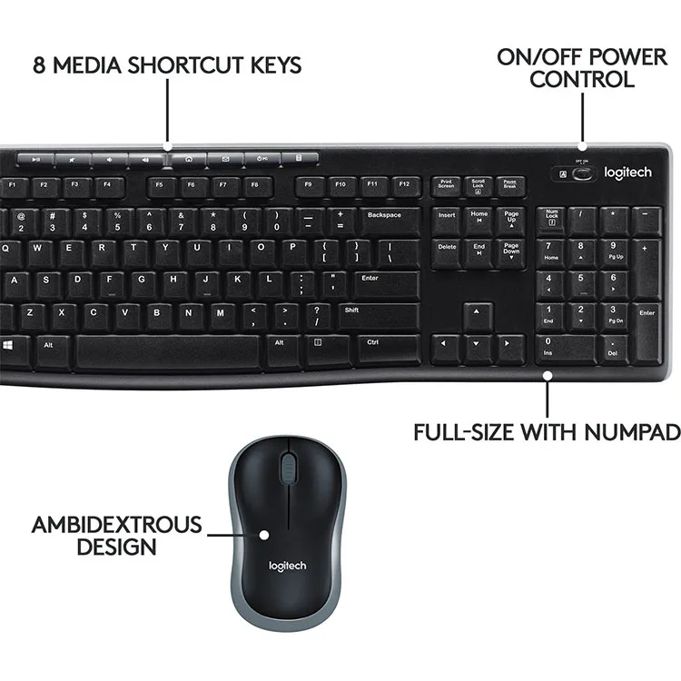 Logitech - MK270 Full-size Wireless Membrane Keyboard and Mouse Bundle for Windows - Black - Image 5