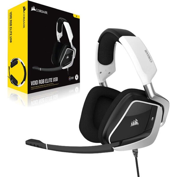 Corsair VOID RGB ELITE Wireless Premium Gaming Headset with 7.1 Surround Sound — White - Image 7