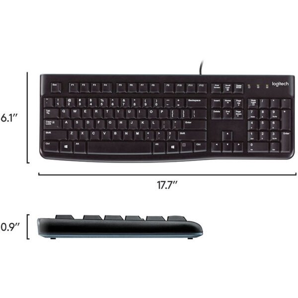 Logitech - MK120 Full-size Wired Membrane Keyboard and Mouse Bundle for Windows with USB Plug-and-Play - Black - Image 7