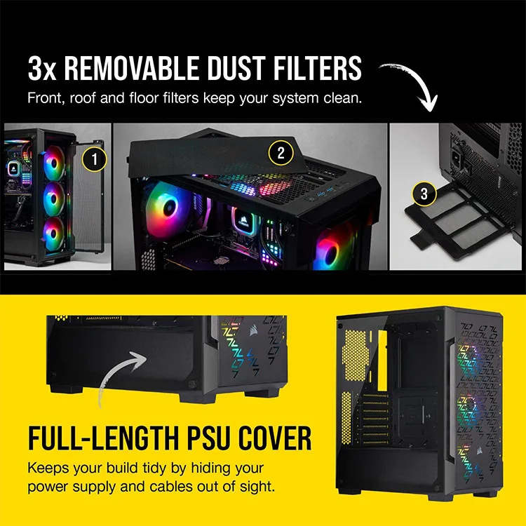 CORSAIR - iCUE 220T RGB Airflow ATX Mid-Tower Smart Case - Black - Image 7