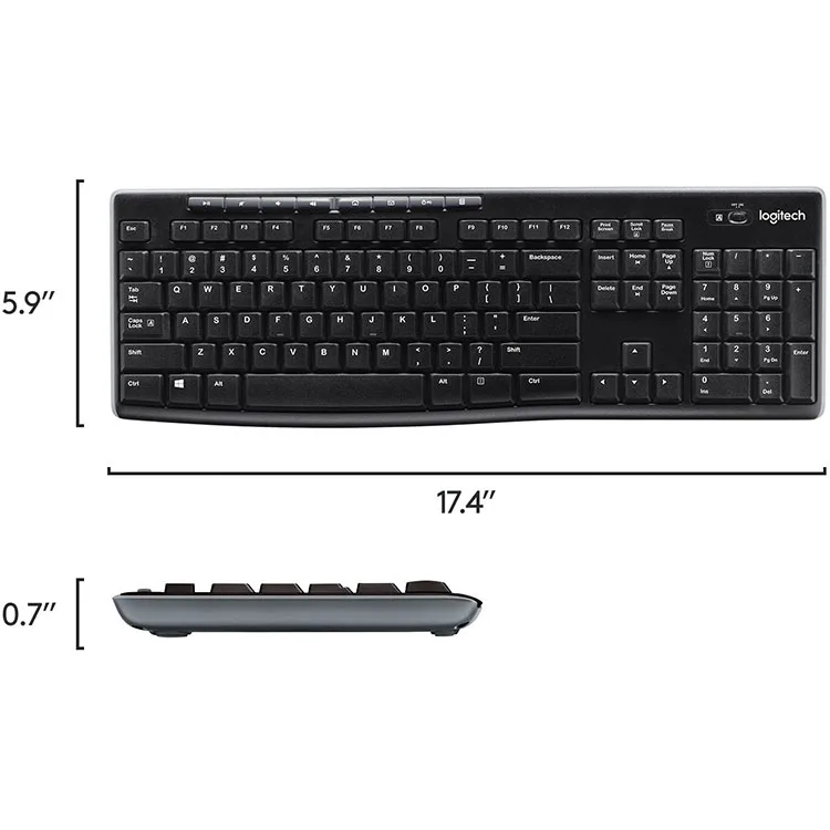 Logitech - MK270 Full-size Wireless Membrane Keyboard and Mouse Bundle for Windows - Black - Image 7