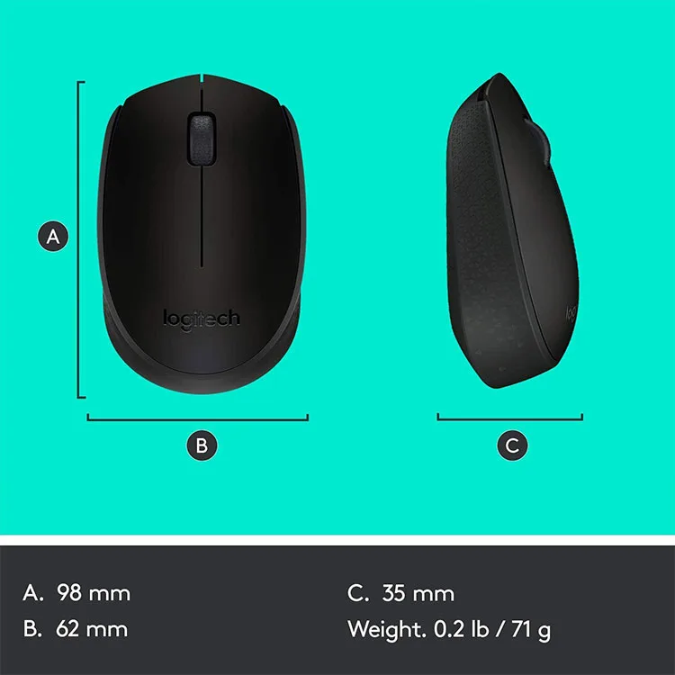 Logitech M171 Wireless Optical Mouse - Black - Image 9