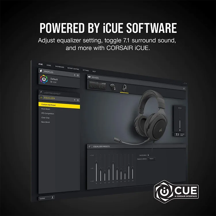Corsair CA9011214NA HS60 PRO SURROUND Gaming Headset — Yellow - Image 9