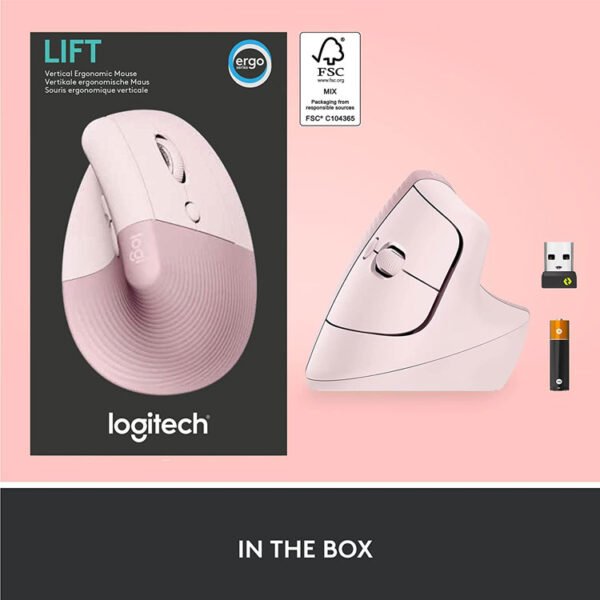 Logitech Lift-Vertical Wireless-Mouse-Rose - Image 4