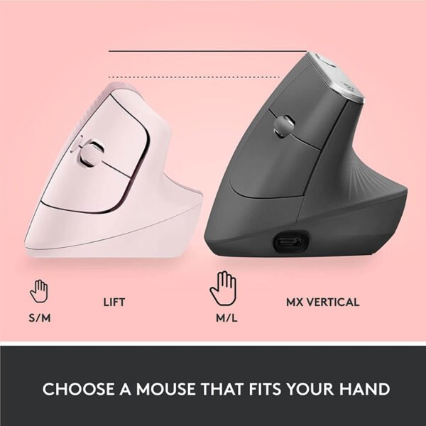 Logitech Lift-Vertical Wireless-Mouse-Rose - Image 3