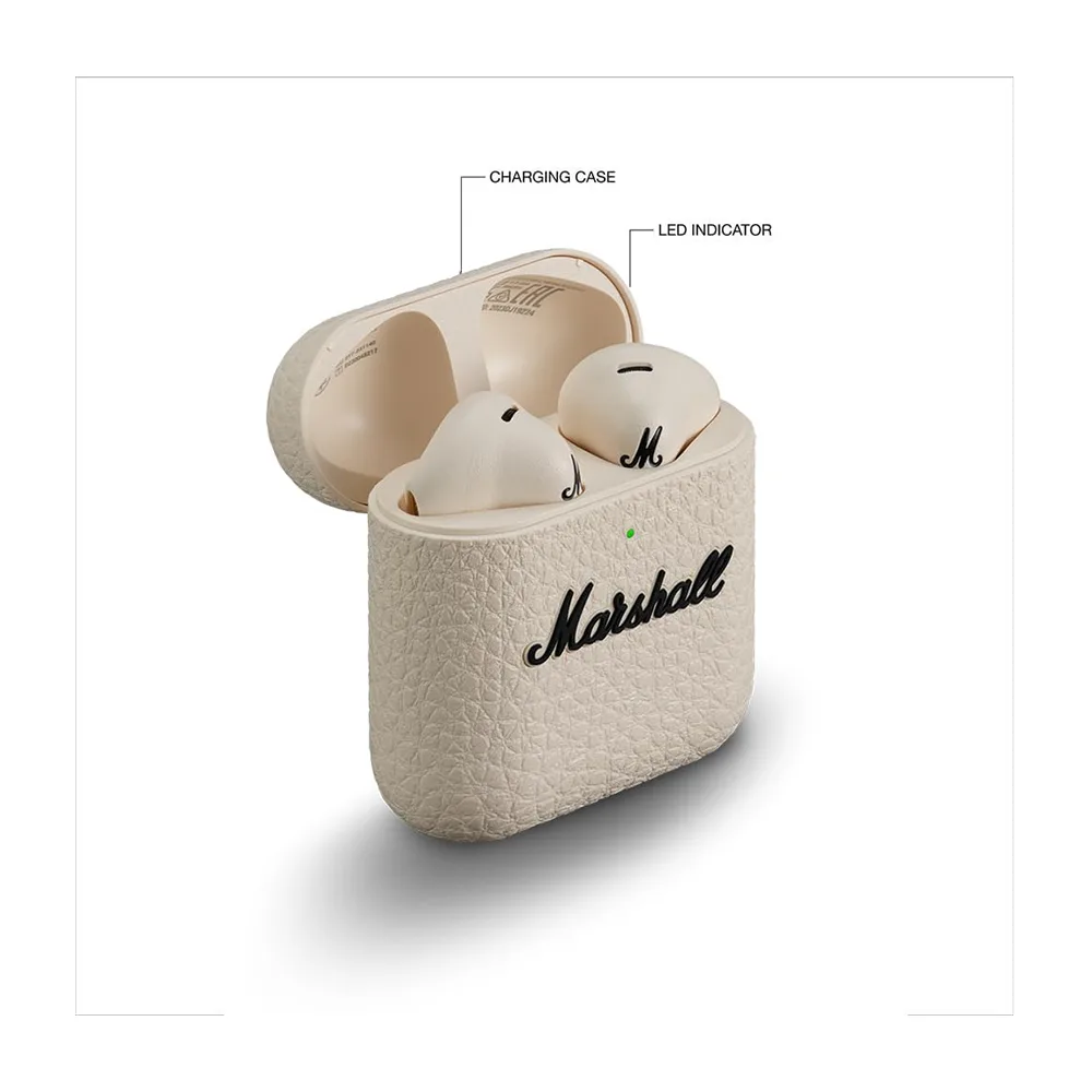 Marshall Minor IV Bluetooth Earphones - Water Resistant Earphones Bluetooth Wireless Earbuds With 30+ Hours Playtime - Cream - Image 4